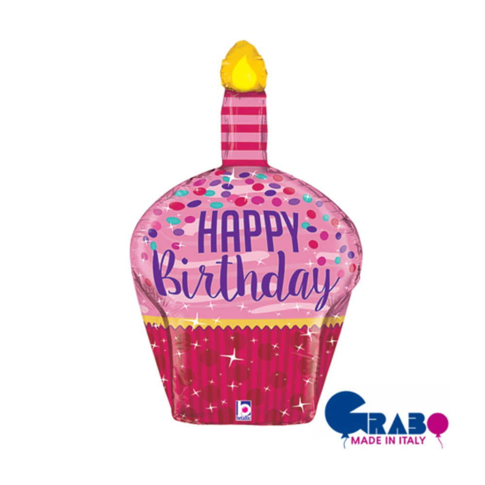 [Grabo Balloons] 3D Birthday Sparkles Cupcake 35&quot;(35x60cm)