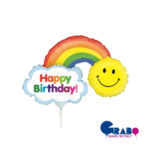 [Grabo balloons] HBD rainbow mini 14&quot;(35x21cm)